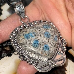 K2 Heart Shape Azurite Pendant 2 1/4”